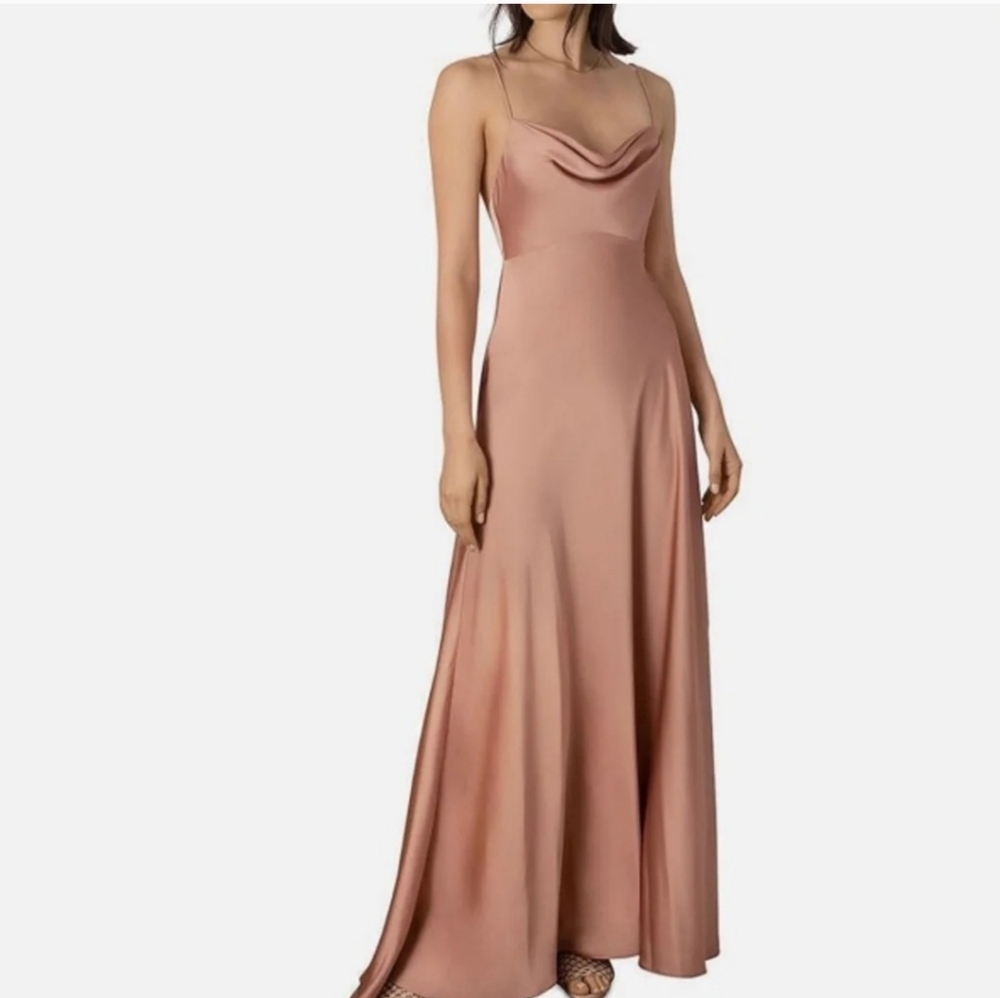 Fame and Partners Sleeveless Satin Slip Dress Wedding Champagne Slip Dress